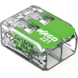 100 stk Grønn skjøtehylse 2x0,2-4 mm² transparent med grønn lås, serie 221