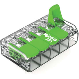 25 stk Grønn skjøtehylse 5x0,2-4 mm² transparent med grønn lås, serie 221