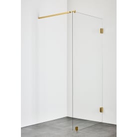 Hafa Infinity dusjvegg, 88,4 cm, klart glass, messing profil
