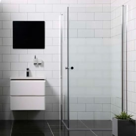 Bathlife Mångsidig dusjhjørne, 100x70 cm, delvis frostet glass, sølv profil