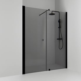 Svedbergs Skoga fast vegg med svingdør, 139 cm, røykfarget glass, matt sort profil