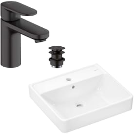 Hansgrohe Xanuia Q håndvask-pakke, 55x48 cm, hvid/sort