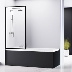 Bathlife Profil badekarvegg, 80 cm, klart glass, sort profil