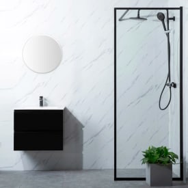 Bathlife Profil dusjvegg, 70 cm, klart glass, sort profil