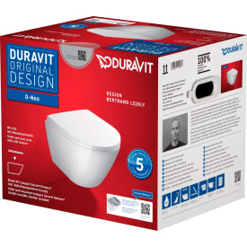 Duravit D-Neo vegghengt toalett, uten skyllekant, hvit