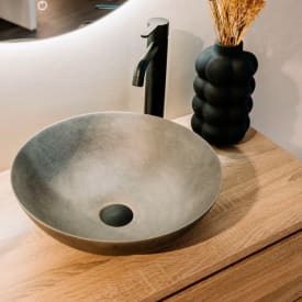 Bathco Microcement dark grey servant, Ø40 cm, grå