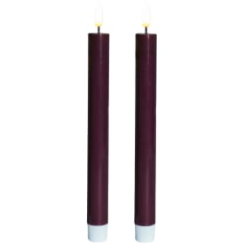Sirius Sille LED kronelys, batteri, bordeaux, 2-pak