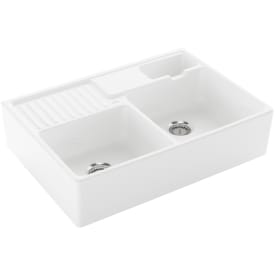 V&B Double Bowl Kjøkkenkum, 895x630 mm, uten oppløft, rengjøringsvennlig, Hvit