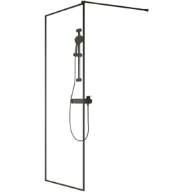 Brasta Dija Frame dusjvegg, 90 cm, klart glass, sort profil