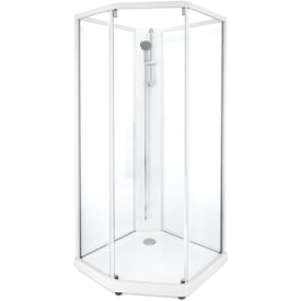 Showerama Classic dusjkabinett, 100x100 cm, hvit profil, klart glass
