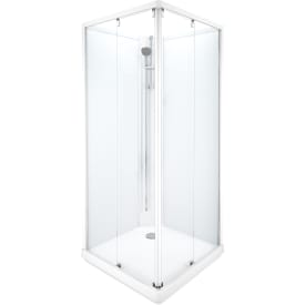Showerama Classic dusjkabinett, 90x90 cm, hvit profil, klart glass