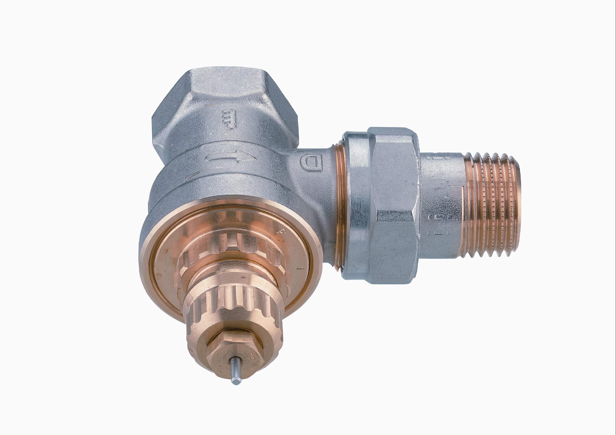 Kob Danfoss RA-G radiatorventil pa 1/2\" vinkellobende til et-strengs ...