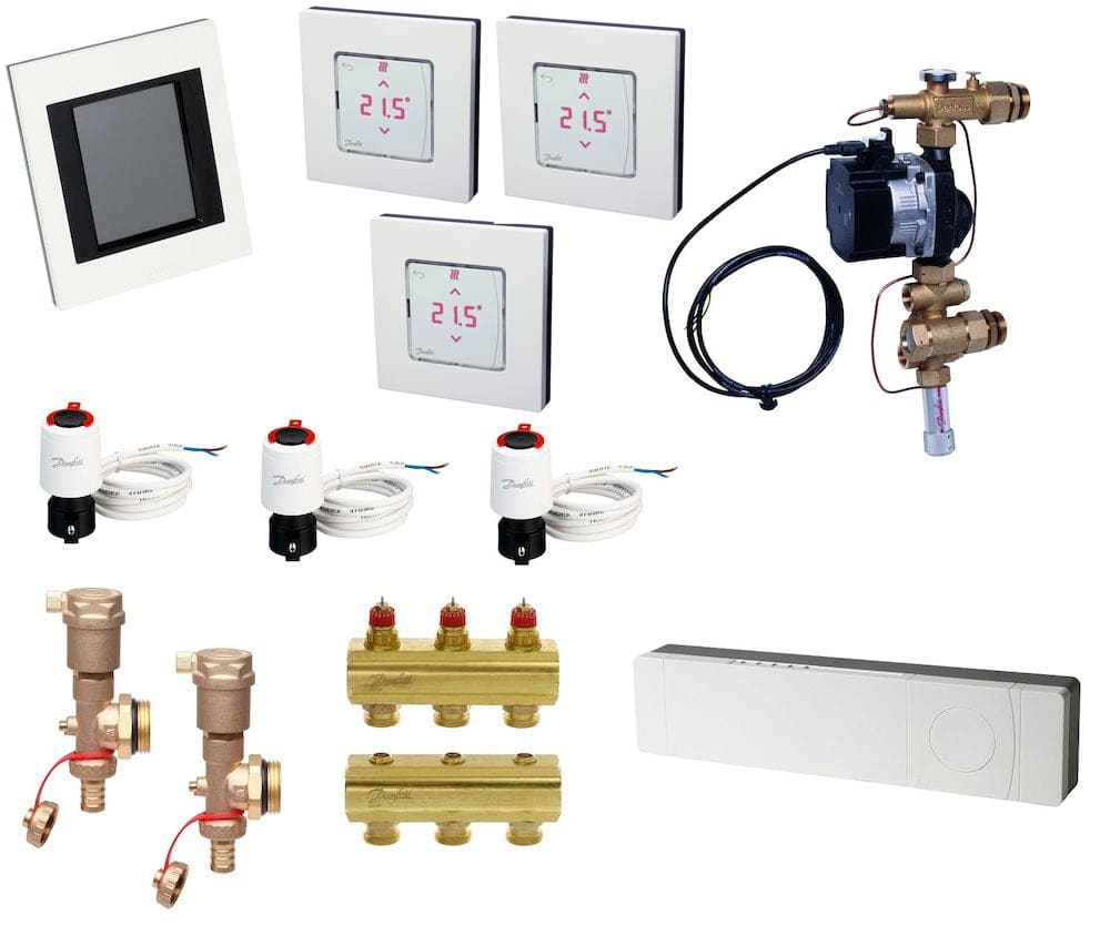 Kob Danfoss Link Komplet Tradlos Gulvvarmestyring inkl. Pumpe - 2 ...