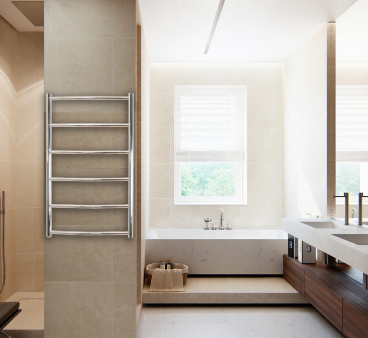 Kriss Sino håndkletørker, el, 53x80 cm, poleret rustfrit stål