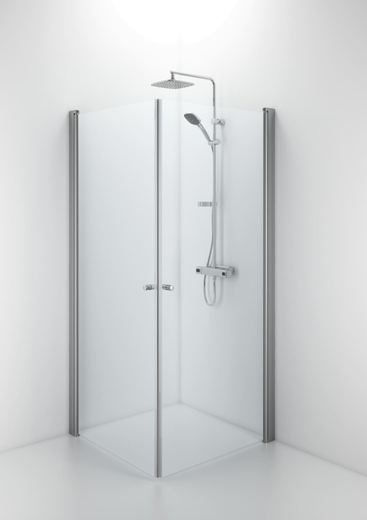 Contura Shower Space brusedør, 72 cm, klart glas, aluminium profil