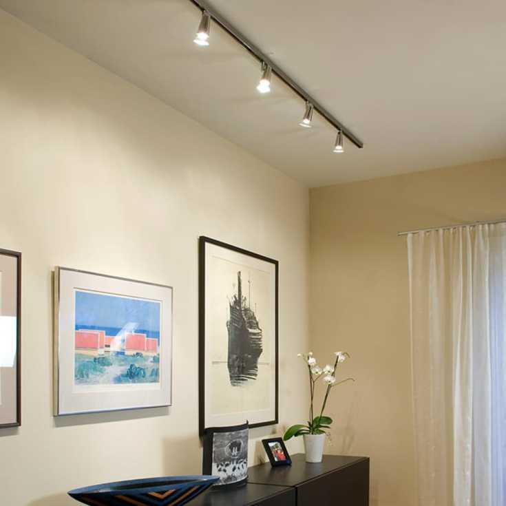 SG Zip Glas 1F skinnespot, dimtowarm, børstet stål