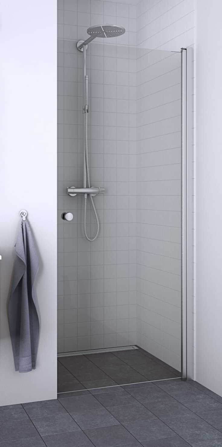 Dansani Match duschdörr, modell A, 87 cm, klart glas, satin profil