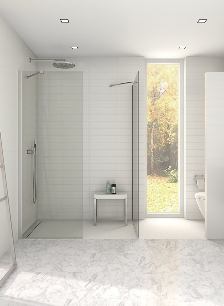 Dansani Match brusevæg, model D, 67 cm, klart glas, satin profil