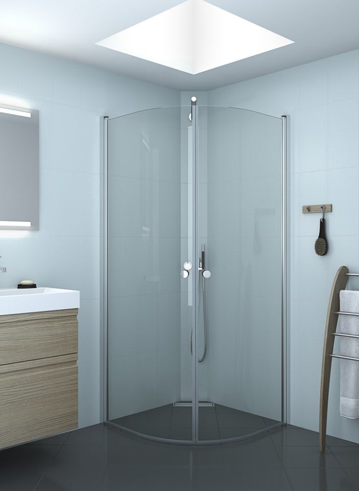 Dansani Match dusjdør, modell E, 82 cm, klart glass, satin profil