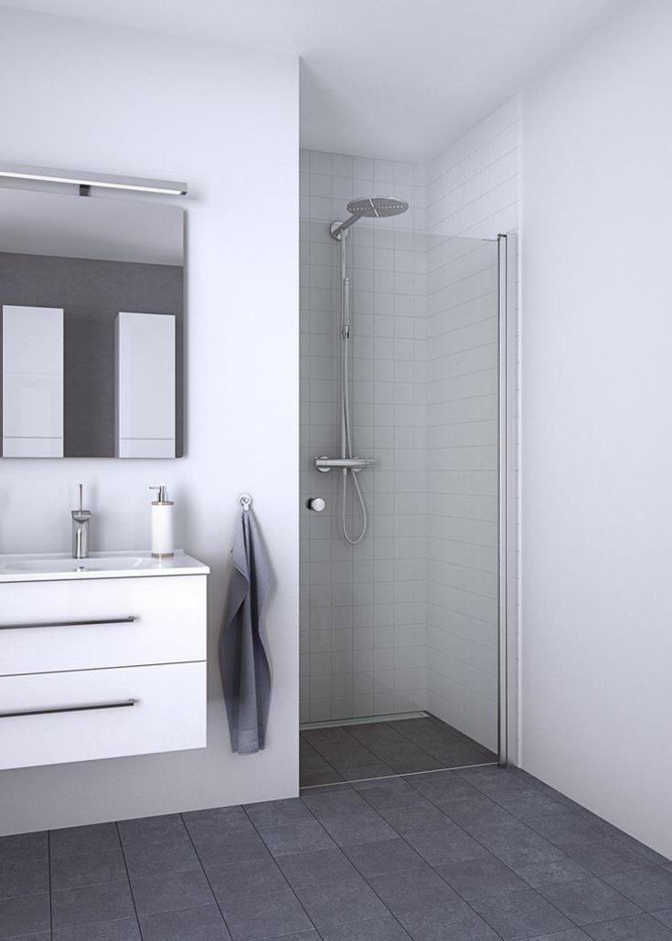 Dansani Match duschdörr, modell A, nisch, 81,5 cm, klart glas, satin profil