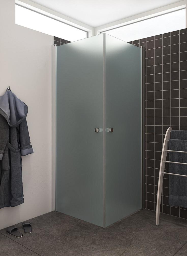 Dansani Match hörndusch, modell A+A, 69x69 cm, frostat glas, satin profil