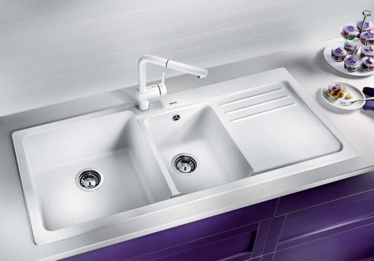 Blanco Naya 8 S UX køkkenvask, 116x50 cm, hvid