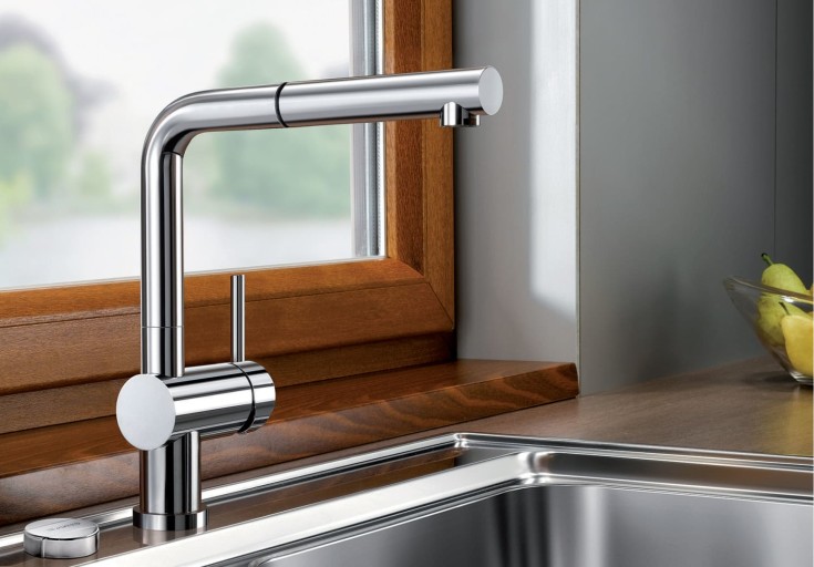 Blanco Linus-S-F köksblandare, utdragbar pip, krom