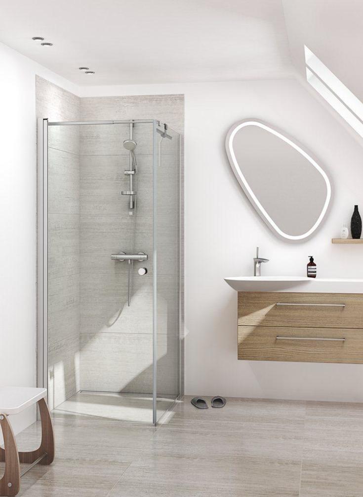 Dansani Match dusjhjørne, modell A+D, dør og vegg, 99x99 cm, klart glass, satin profil