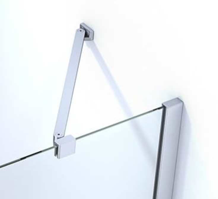 Dansani Match dusjvegg, modell D+stabiliseringsarm, 97 cm, frostet glass, satin profil
