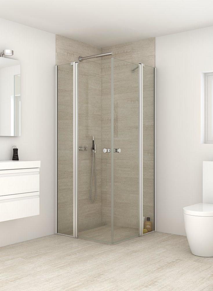 Dansani Match hörndusch, modell C+C, 89x89 cm, klart glas, satin profil