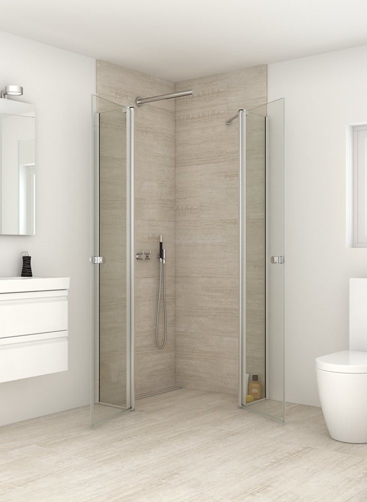 Dansani Match hörndusch, modell C+C, 89x89 cm, klart glas, satin profil