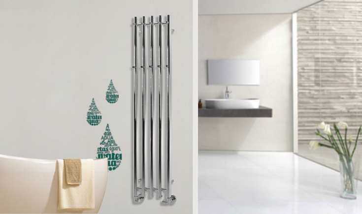 Kriss Vega håndklædetørrer, kombi, 33,2x142 cm, krom