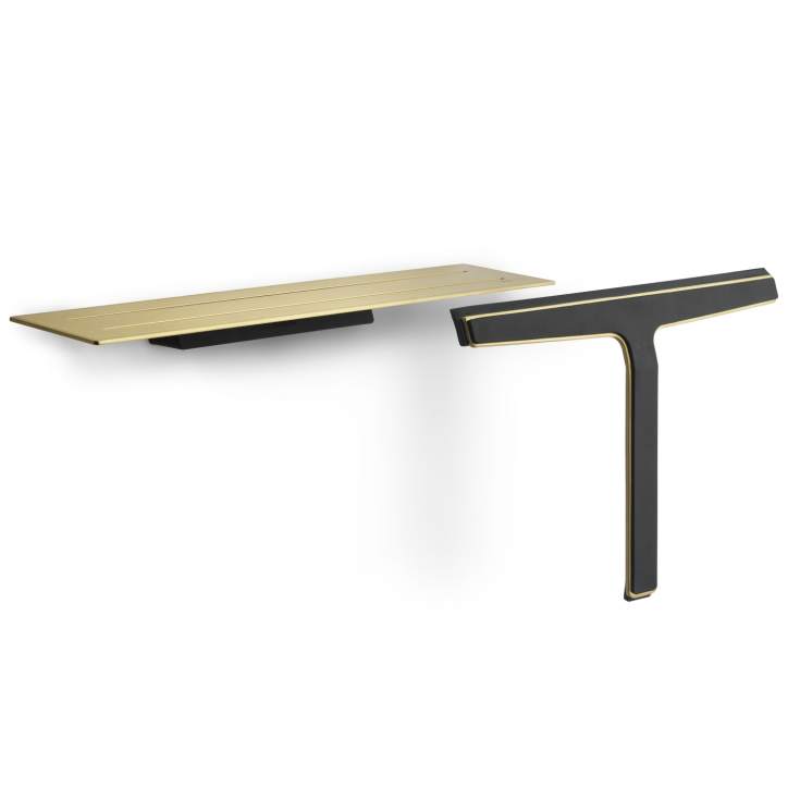 Unidrain Reframe duschhylla med duschskrapa, mässing