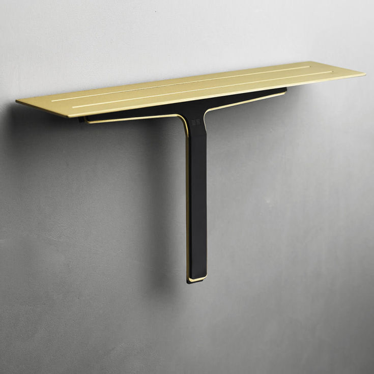 Unidrain Reframe duschhylla med duschskrapa, mässing