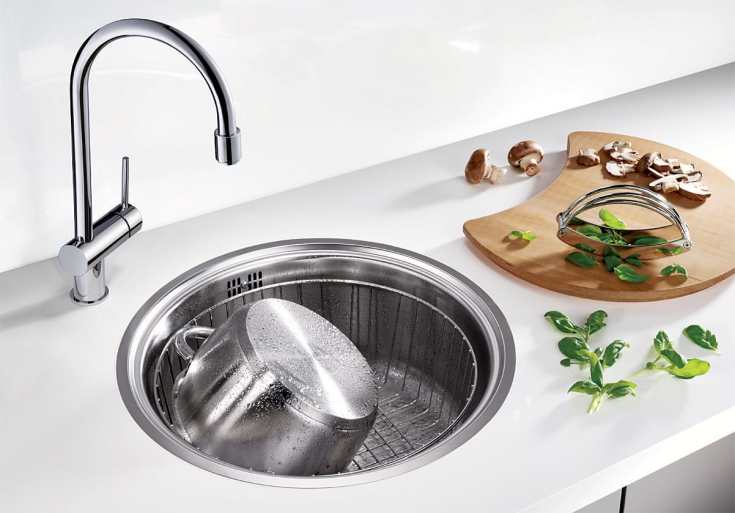 Blanco Rondosol Mikrokant kjøkkenvask, Ø44,8 cm, rustfritt stål