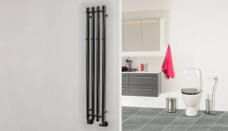 Kriss Vega håndklædetørrer, kombi, 25,7x142 cm, sort