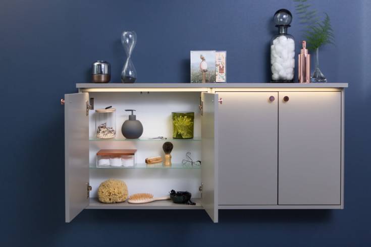 Gustavsberg Graphic vægskab, 59,9x55 cm, grå