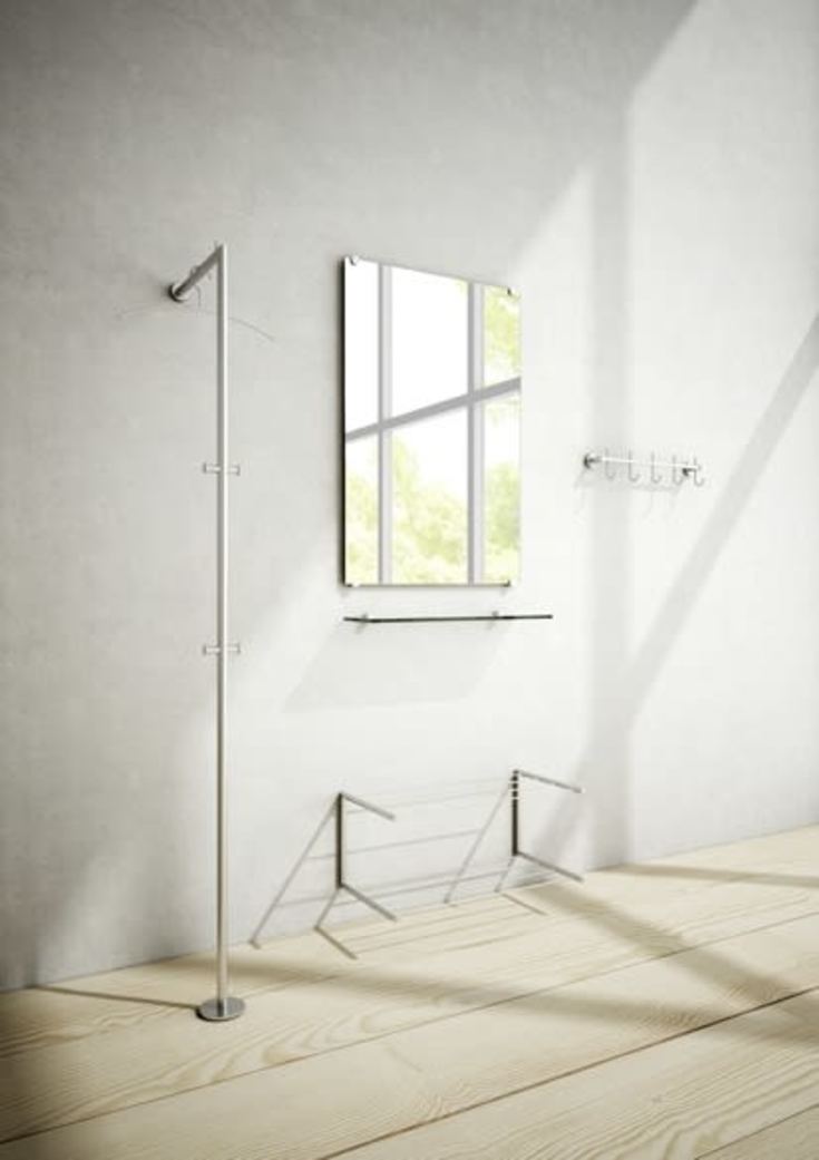 Frost Nova spejlbeslag, børstet rustfrit stål, 4 stk