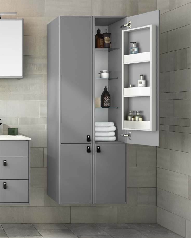 Gustavsberg Graphic högskåp, 30x165 cm, grå