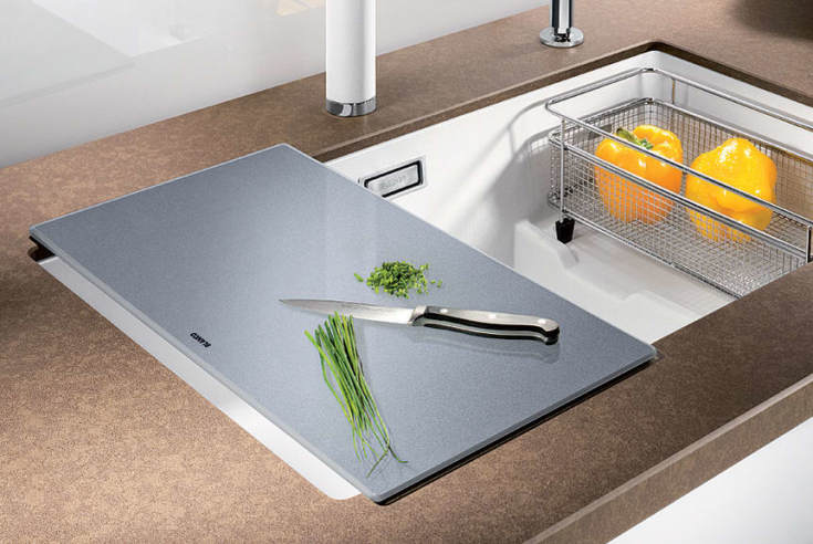 Blanco skärbräda 24x43 cm, silverfärgat glas