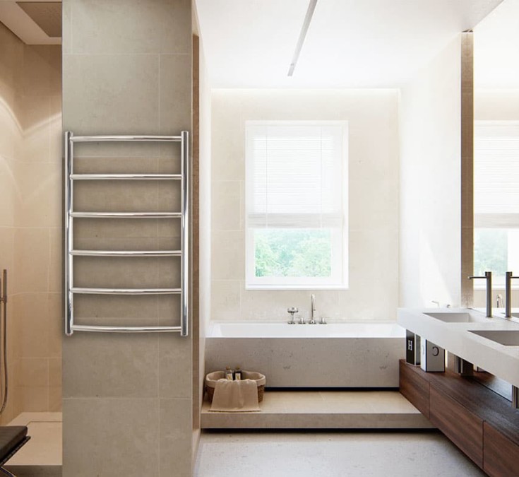 Kriss Sino håndkletørker, el, 53x80 cm, poleret rustfrit stål