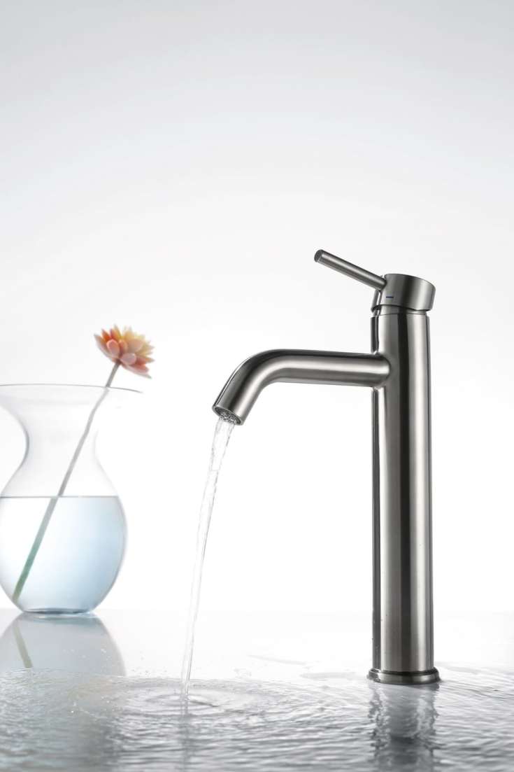 Scandtap Wave High håndvaskarmatur, børstet stål