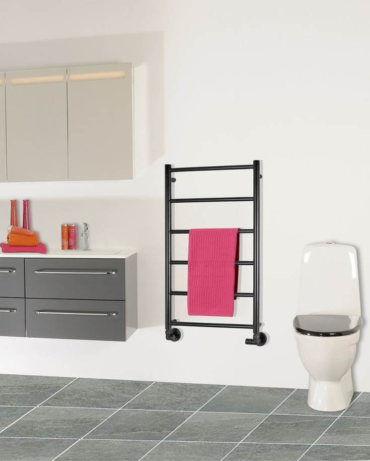 Kriss Polaris håndklædetørrer, kombi, 50x80 cm, sort