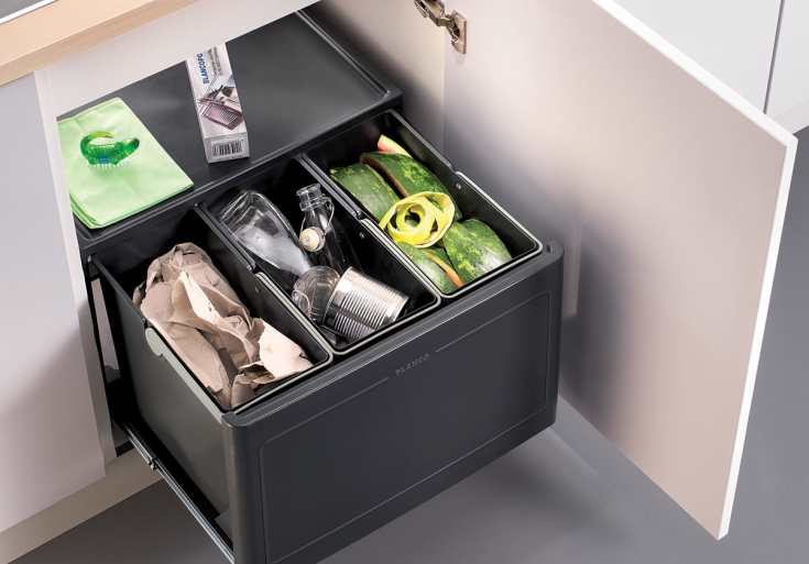 Blanco Botton Pro Automatisk 60/3 kildesorteringssystem, 39 liter, sort