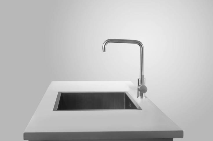 Primy Steel Square D köksblandare, diskmaskinsavstängning, stål