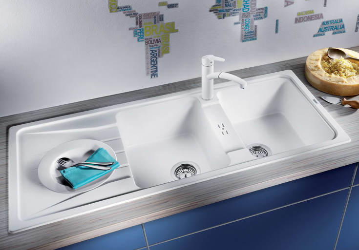 Blanco Sona 8 S UX diskbänk, 116x50 cm, vit