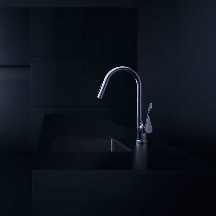 Axor Citterio Kjøkkenbatteri, uttrekkbar tut/dusj, krom