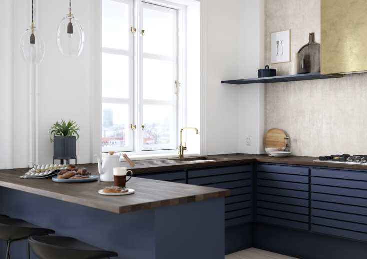 Damixa Silhouet køkkenarmatur, poleret messing