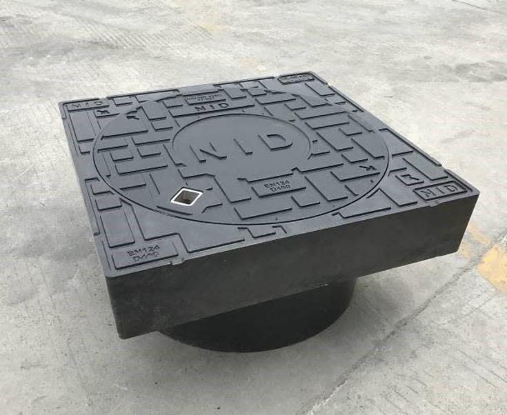 NID fast karm med dæksel, til vandmålerbrønd, til Ø400 mm opføringsrør, 12,5 ton, komposit