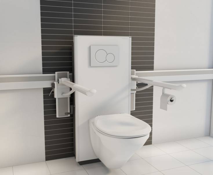 Pressalit Care Select TL1 toiletophæng, vægafløb, manuel, hvid